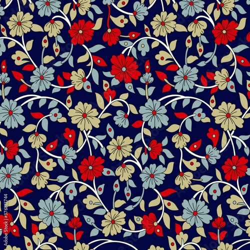 traditional Indian paisley pattern on navy   background