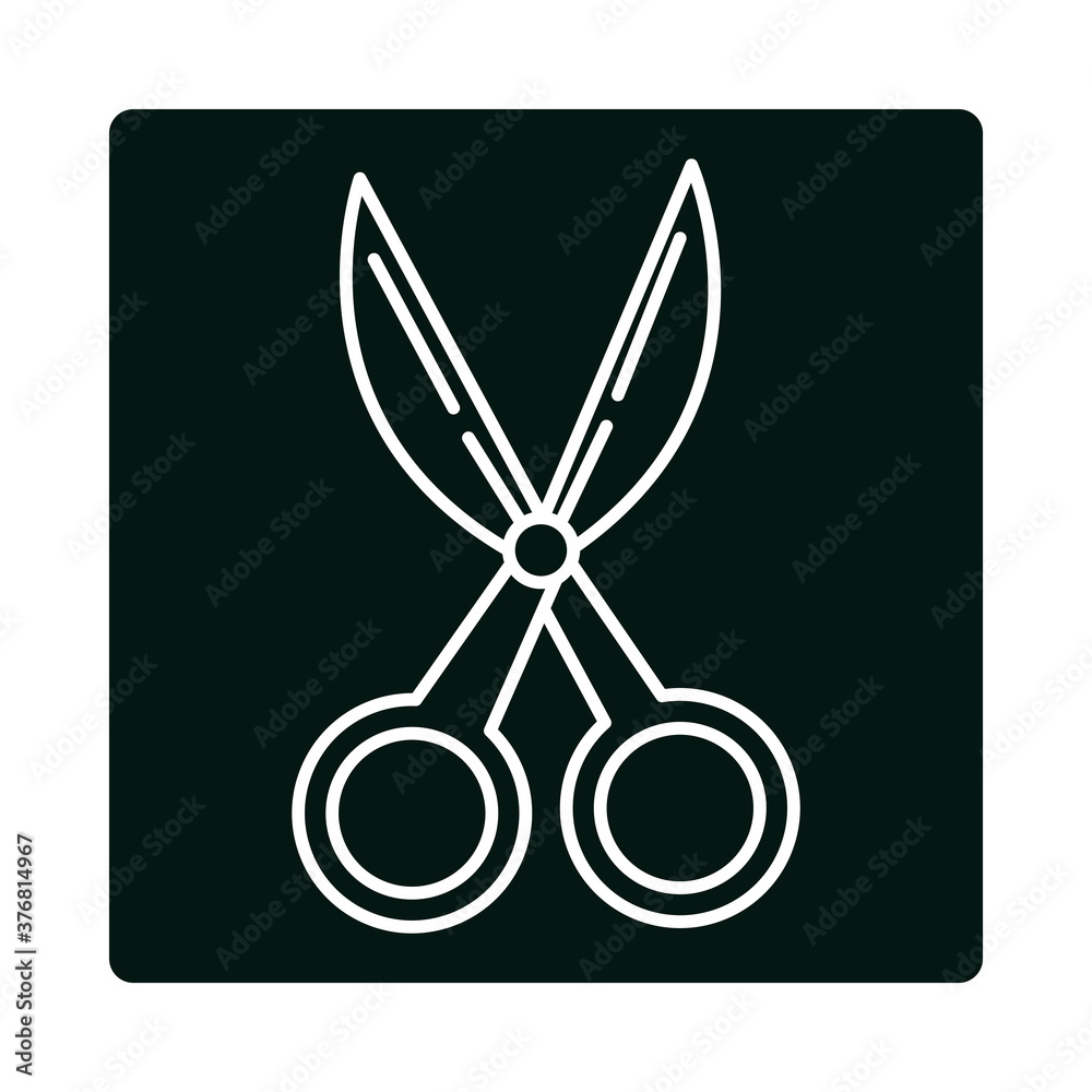 back to school, scissors supply elementary education block and line icon