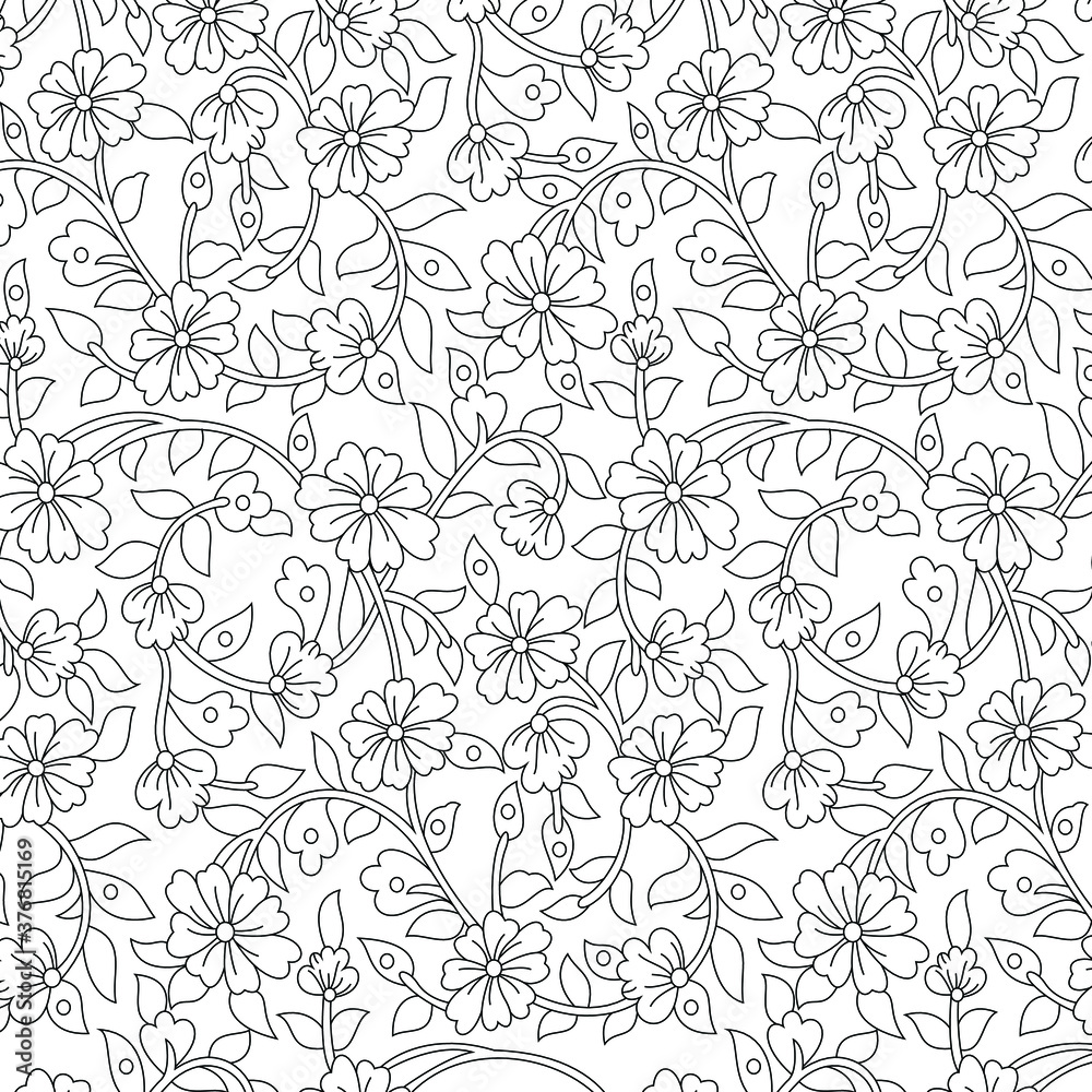 Fototapeta premium traditional Indian paisley pattern on outline 