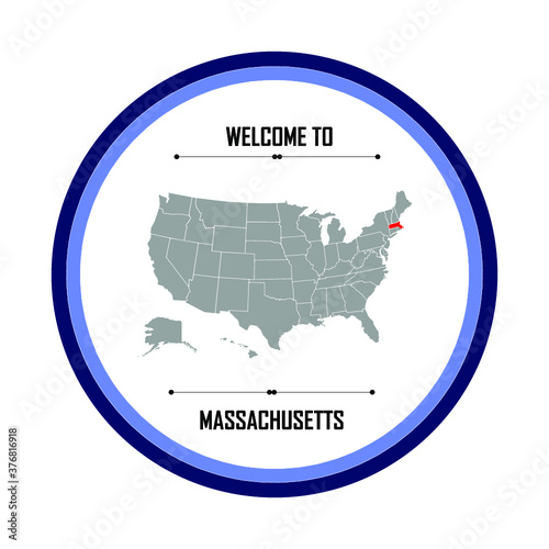 Massachusetts, Map of united states of america with landmark of Massachusetts, American map photo