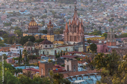 Beautiful panorama of San Miguel de Allende City, Mexico. This is one of the most turistic cities in Mexico, beacuse mantain the architecture and structure of colonial era. #376818780