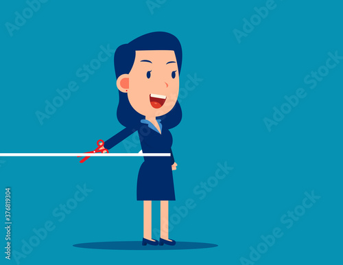 Office worker cutting the rope, Learn to disconnect