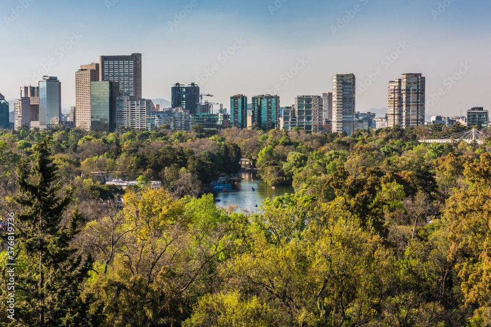 Mexico City Downtown, With Chapultepec park in front