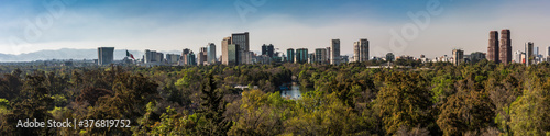 Panoramic of Mexico City Downtown  With Chapultepec park in front