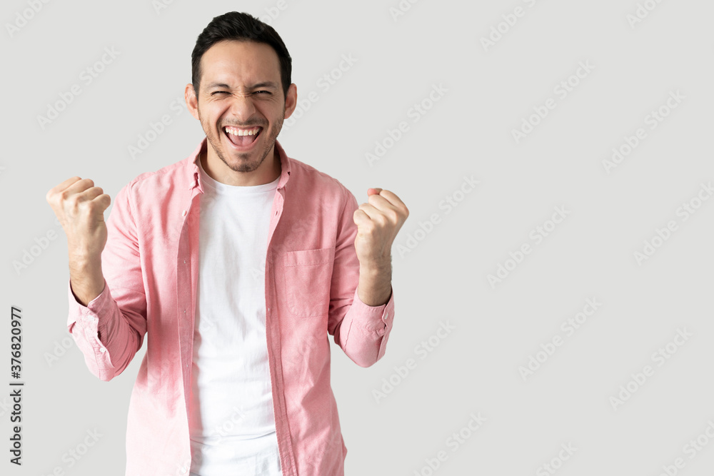 Excited man winning at everything Excited man winning at everything