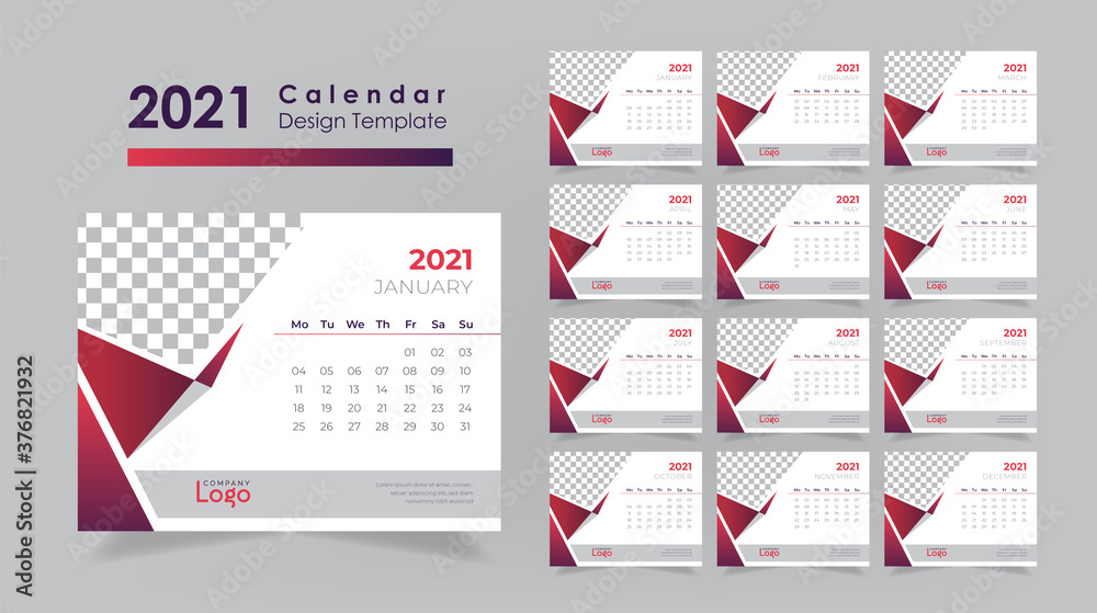 Creative and Modern New Year Calendar, 2021 Desk Calendar Design Template, Gradient Color Planner Design 2021. Creative and Modern New Year Calendar, 2021 Desk Calendar Design Template, Gradient Color Planner Design 2021.
