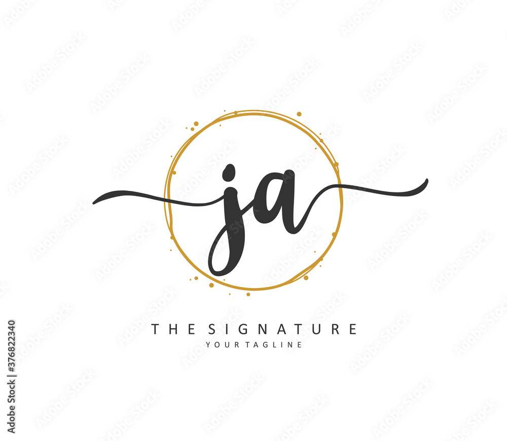 J A JA Initial letter handwriting and signature logo. A concept handwriting initial logo with template element. J A JA Initial letter handwriting and signature logo. A concept handwriting initial logo with template element.