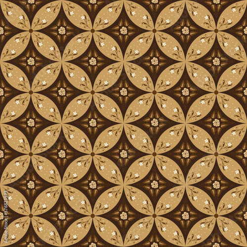 traditional Javanese batik with elegant motif and modern brown color design.