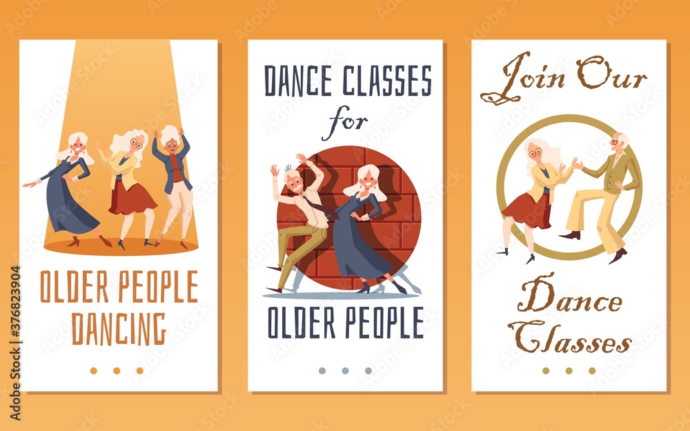 Fototapeta premium Older dancing people vector illustration.