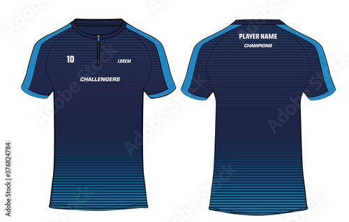 Sports t-shirt jersey design template, mock up uniform kit with front and back view