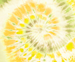 Spiral tie dye pattern wallpaper background in gold, yellow and matte green.