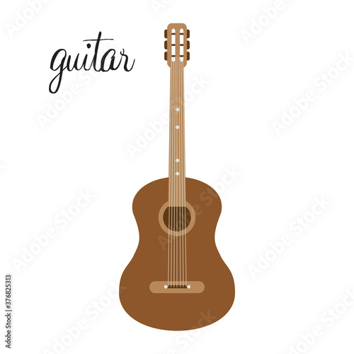 stringed musical instrument guitar on a white background