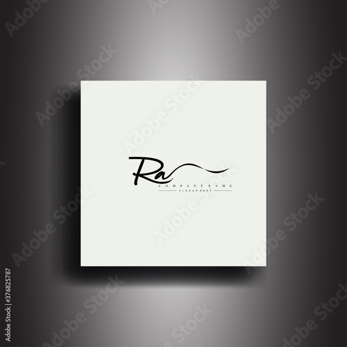 RA Signature style monogram.Calligraphic lettering icon and handwriting vector art.