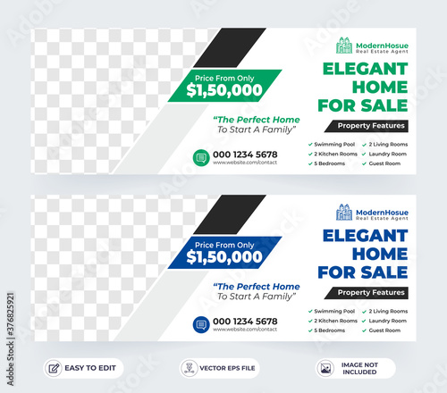 Real estate home rent sale social media post facebook cover page timeline web ad banner template design.