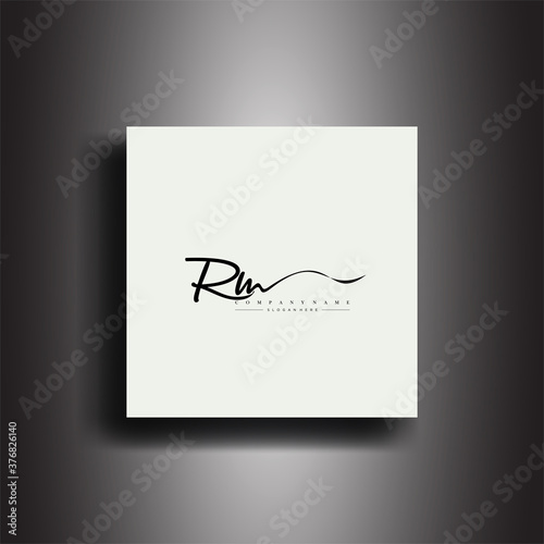 RM Signature style monogram.Calligraphic lettering icon and handwriting vector art. photo