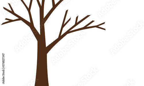 Simple brown leafless geometric tree silhouette, vector illustration