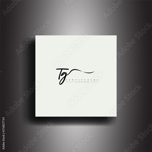 TG Signature style monogram.Calligraphic lettering icon and handwriting vector art.