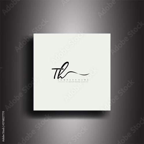 TH Signature style monogram.Calligraphic lettering icon and handwriting vector art.