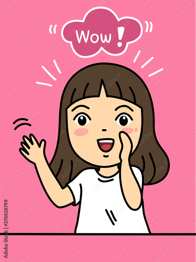 surprised cute girl ' character vector illustration surprised cute girl ' character vector illustration