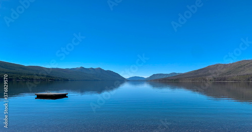 calm lake rowboat
