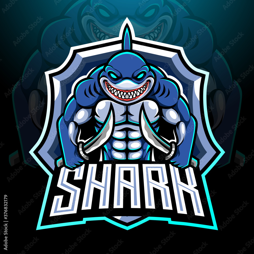 Fish shark esport logo mascot design