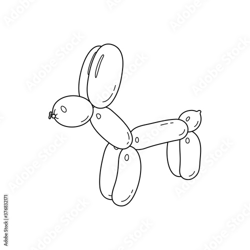 Balloon Dog Icon in Minimal Trendy Style. Vector outline illustration bubble animal in black color isolated on white background. Emblem for poster, logo, card, t-shirt print, invitation and other