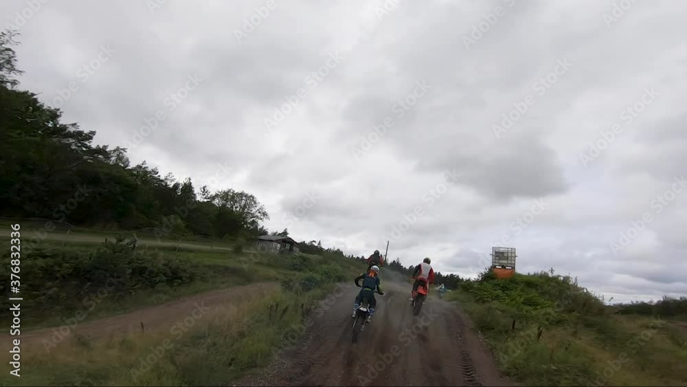 Motocross bikes in slow motion from FPV drone perspective Motocross bikes in slow motion from FPV drone perspective
