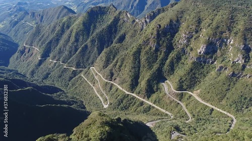 Serra do Rio do Rastro, Santa Catarina. Full scene of landscape showing the road, Brazil.