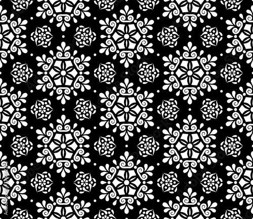 Abstract patterns seamless black and white doodle Sketh