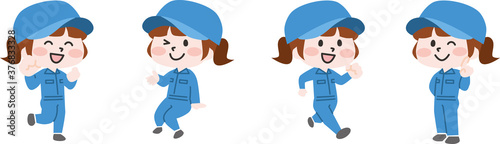 二頭身_作業員女性4点