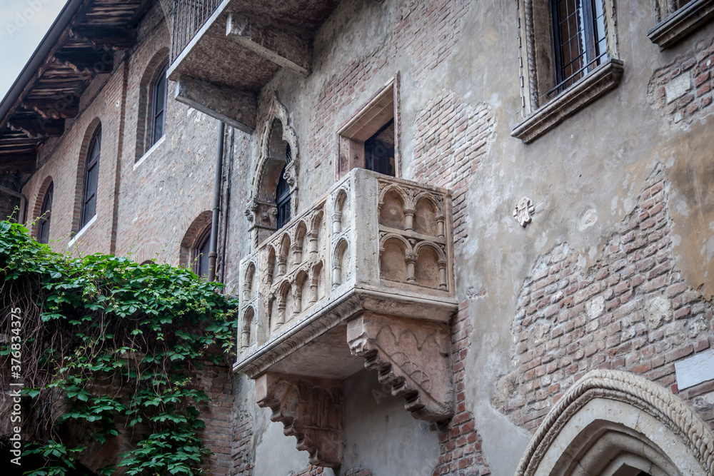 The famous Juliet's balcony in Verona, Veneto, Italy