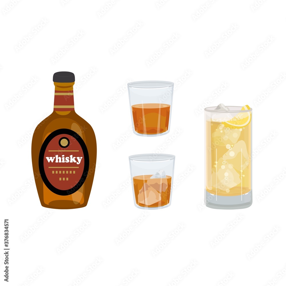 ウイスキー ロック ストレート ハイボール イラスト Vector De Stock Adobe Stock