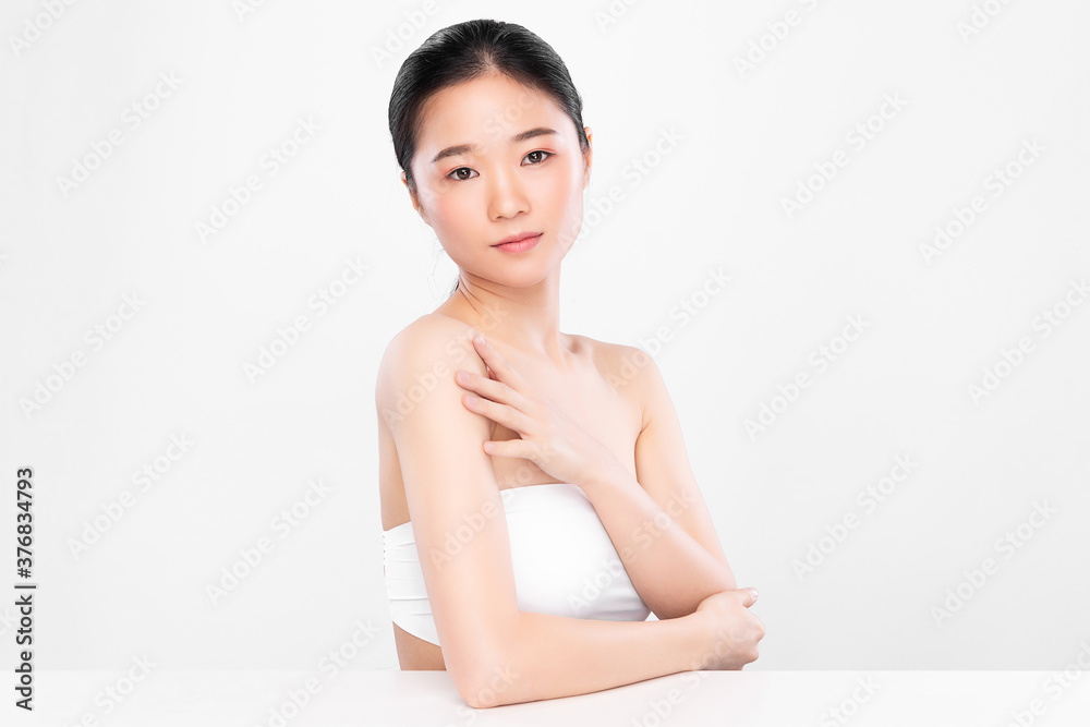 Beautiful young asian woman with clean fresh skin on white background, Face care, Facial treatment, Cosmetology, beauty and spa, Asian women portrait Beautiful young asian woman with clean fresh skin on white background, Face care, Facial treatment, Cosmetology, beauty and spa, Asian women portrait