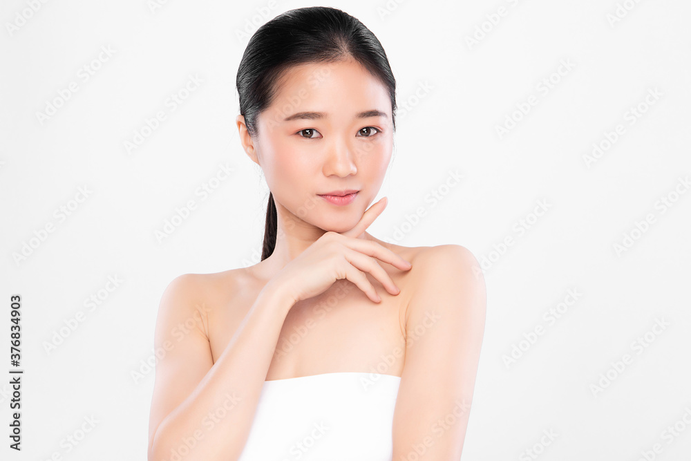 Beautiful young asian woman with clean fresh skin on white background, Face care, Facial treatment, Cosmetology, beauty and spa, Asian women portrait Beautiful young asian woman with clean fresh skin on white background, Face care, Facial treatment, Cosmetology, beauty and spa, Asian women portrait