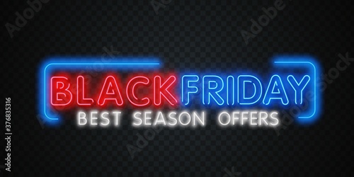 Black Friday Sale Neon Banner Vector. template Black Friday neon flyer, design template photo