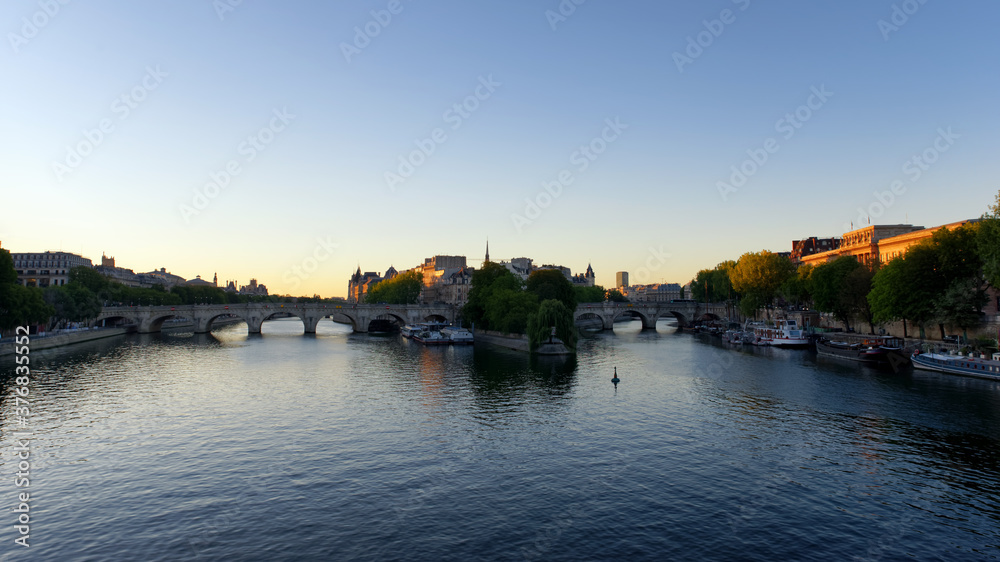 Seine river and Pont Neuf bridge in Paris