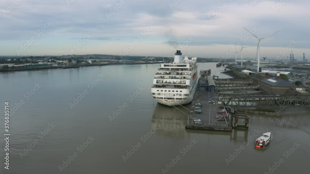 A cruiser in Port of Tilbury. Tilbury, United Kingdom. A cruiser in Port of Tilbury. Tilbury, United Kingdom.