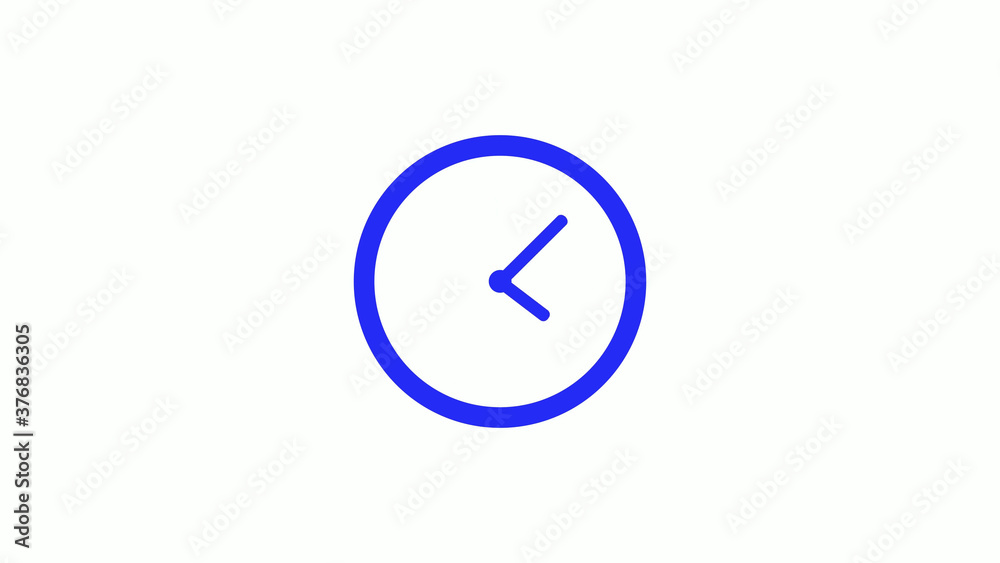 Amazing blue color counting down clock icon on white background,circle clock icon Amazing blue color counting down clock icon on white background,circle clock icon