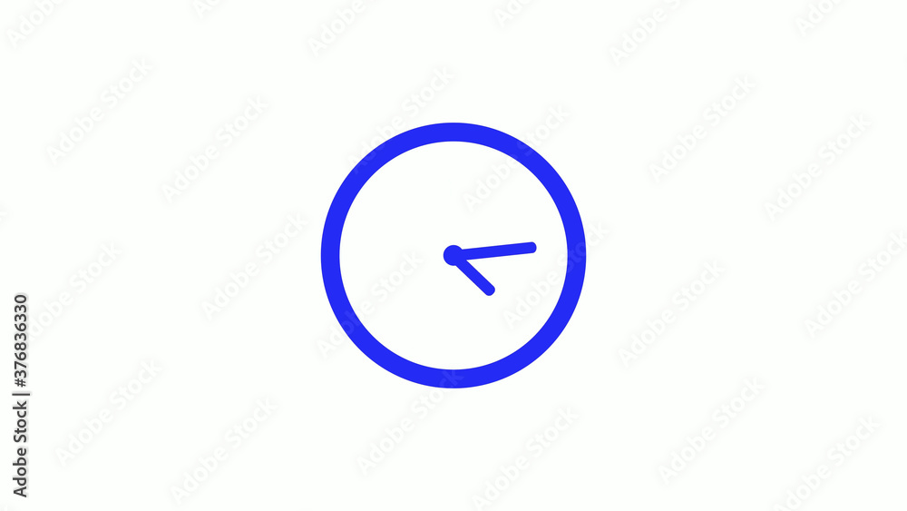 Amazing blue color counting down clock icon on white background,circle clock icon Amazing blue color counting down clock icon on white background,circle clock icon