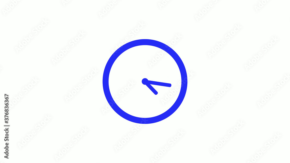 Amazing blue color counting down clock icon on white background,circle clock icon Amazing blue color counting down clock icon on white background,circle clock icon