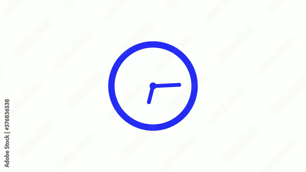 Amazing blue color counting down clock icon on white background,circle clock icon Amazing blue color counting down clock icon on white background,circle clock icon