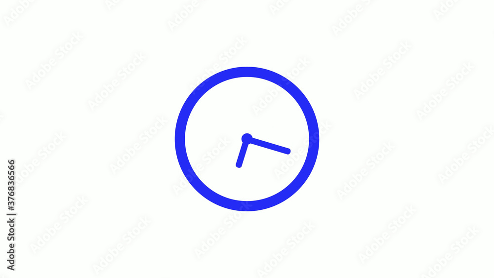 Amazing blue color counting down clock icon on white background,circle clock icon Amazing blue color counting down clock icon on white background,circle clock icon