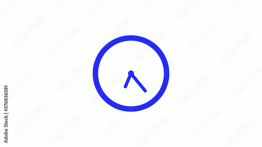 Amazing blue color counting down clock icon on white background,circle clock icon Amazing blue color counting down clock icon on white background,circle clock icon