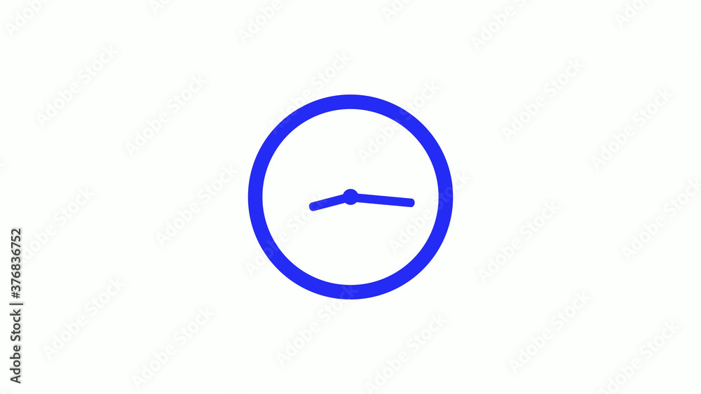 Amazing blue color counting down clock icon on white background,circle clock icon Amazing blue color counting down clock icon on white background,circle clock icon