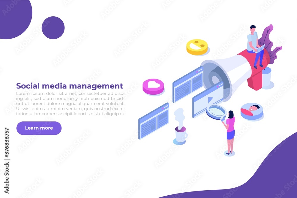 Content SMM manager strategy processes concept. Flat vector isometric illustration. Content SMM manager strategy processes concept. Flat vector isometric illustration.
