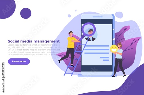Content SMM manager strategy processes concept. Flat vector illustration.