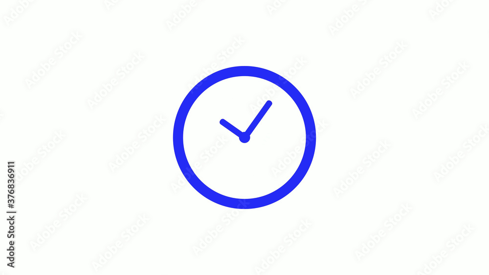 Amazing blue color counting down clock icon on white background,circle clock icon Amazing blue color counting down clock icon on white background,circle clock icon