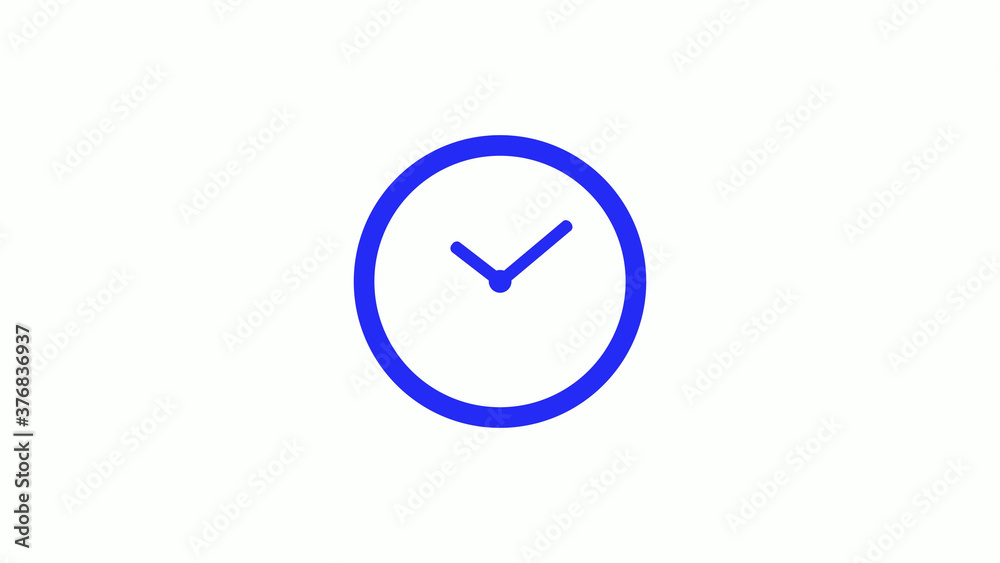 Amazing blue color counting down clock icon on white background,circle clock icon Amazing blue color counting down clock icon on white background,circle clock icon