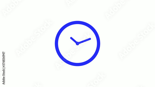 Amazing blue color counting down clock icon on white background,circle clock icon