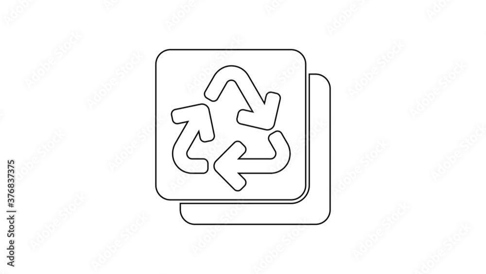 Black line Recycle symbol icon isolated on white background. Circular arrow icon. Environment recyclable go green. 4K Video motion graphic animation. Black line Recycle symbol icon isolated on white background. Circular arrow icon. Environment recyclable go green. 4K Video motion graphic animation.